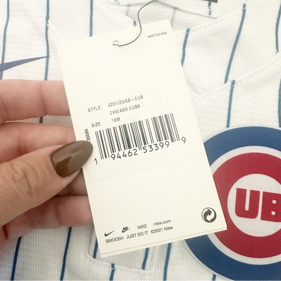 Nike MLB Chicago Cubs Baby Boy Striped Romper Jersey 12M NWT - Picture 5 of 10